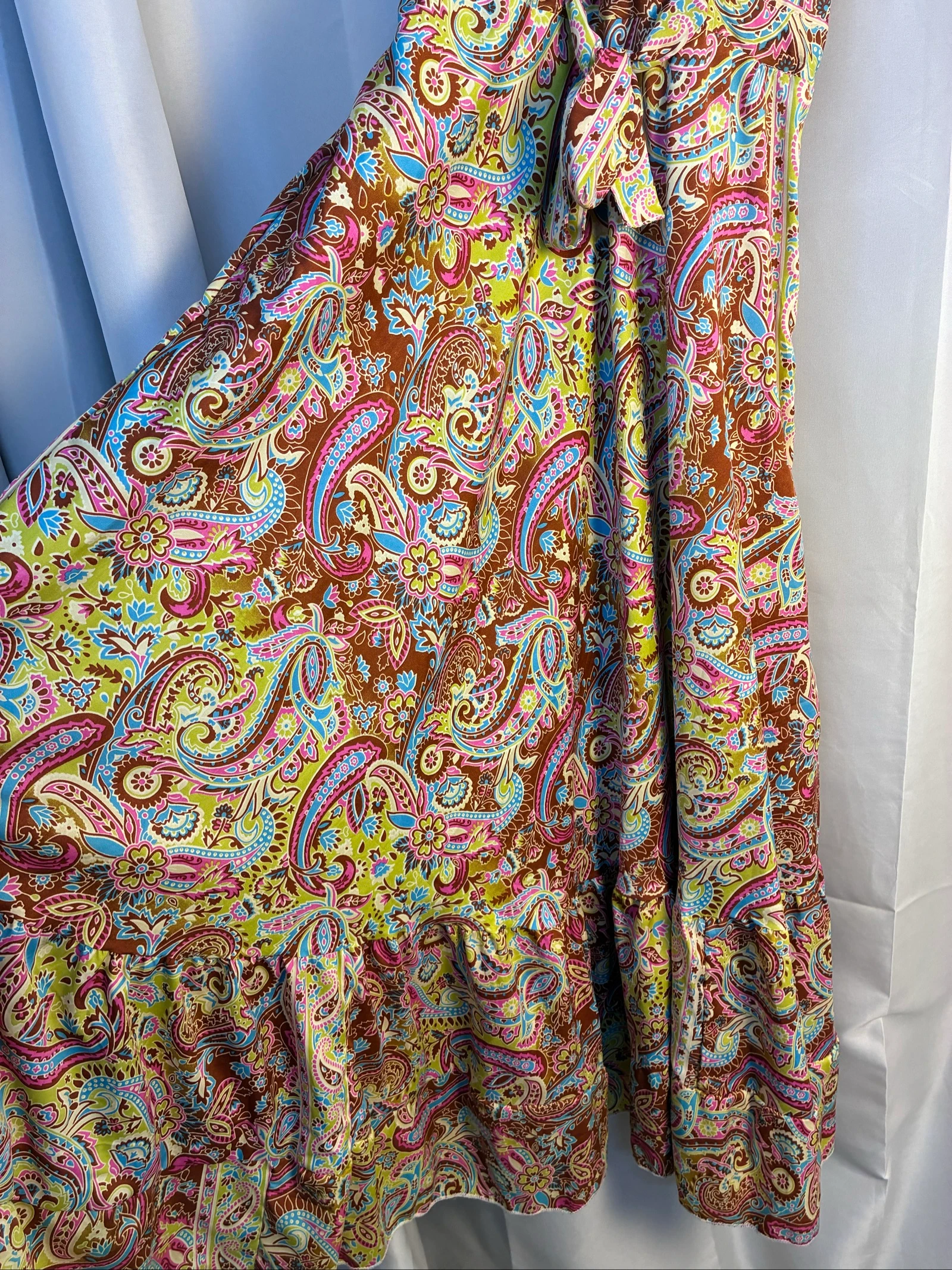 Vestido largo de seda con motivos paisley / cachemira estilo boho chic - Nuevo con etiqueta xs/s/m – photo 4